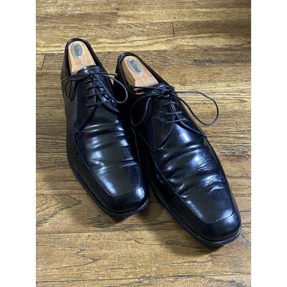 Prada Mens Oxford Dress Shoes Black Leather Lace Up 1598 Italy Size 10